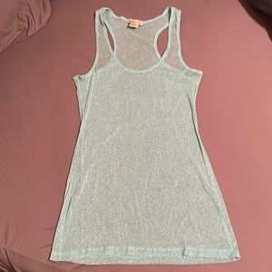 Arden B metallic nylon mesh tank top